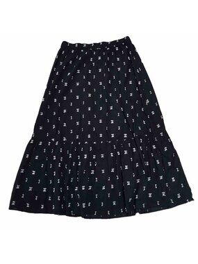 LOFT Maxi Skirt Large Blue Embroidered Coastal Boho Prairie Milkmaid Cottage